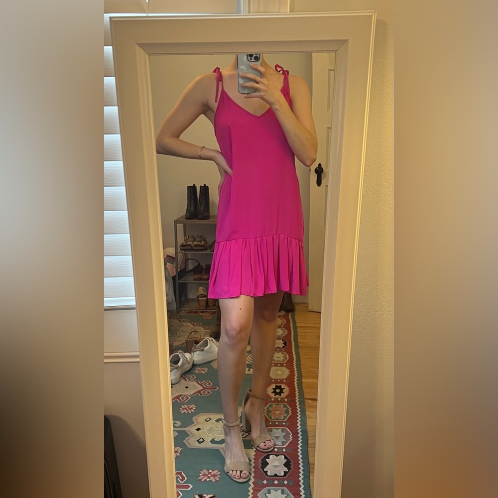 Hot Pink Amanda Uprichard Ruffle Mini Dress